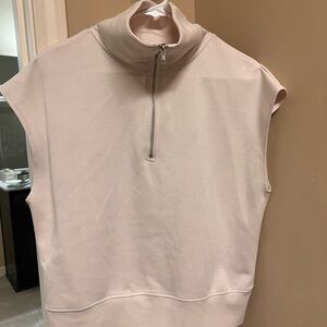 Sleeveless "scuba" Light Crème Half-Zip Top